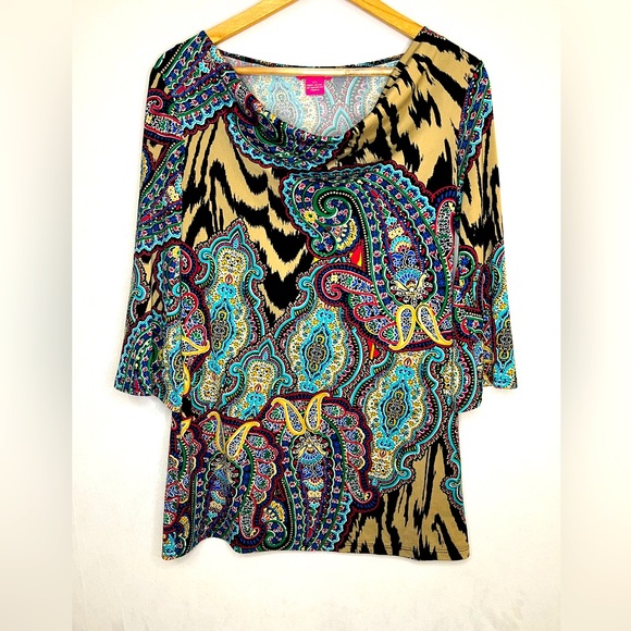 Sunny Leigh Multicolor/print Paisley Women's Tunic Top Size XS - Picture 1 of 4